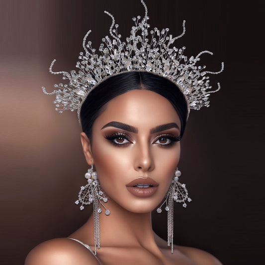 BRIDELLA BHP369 Bridal Crown Handmade Rhinestone Tiaras for Wedding Hair Accessories Woman Headband Party Bride Headdress