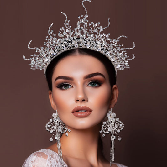BHP369-S silver rhinestone crown