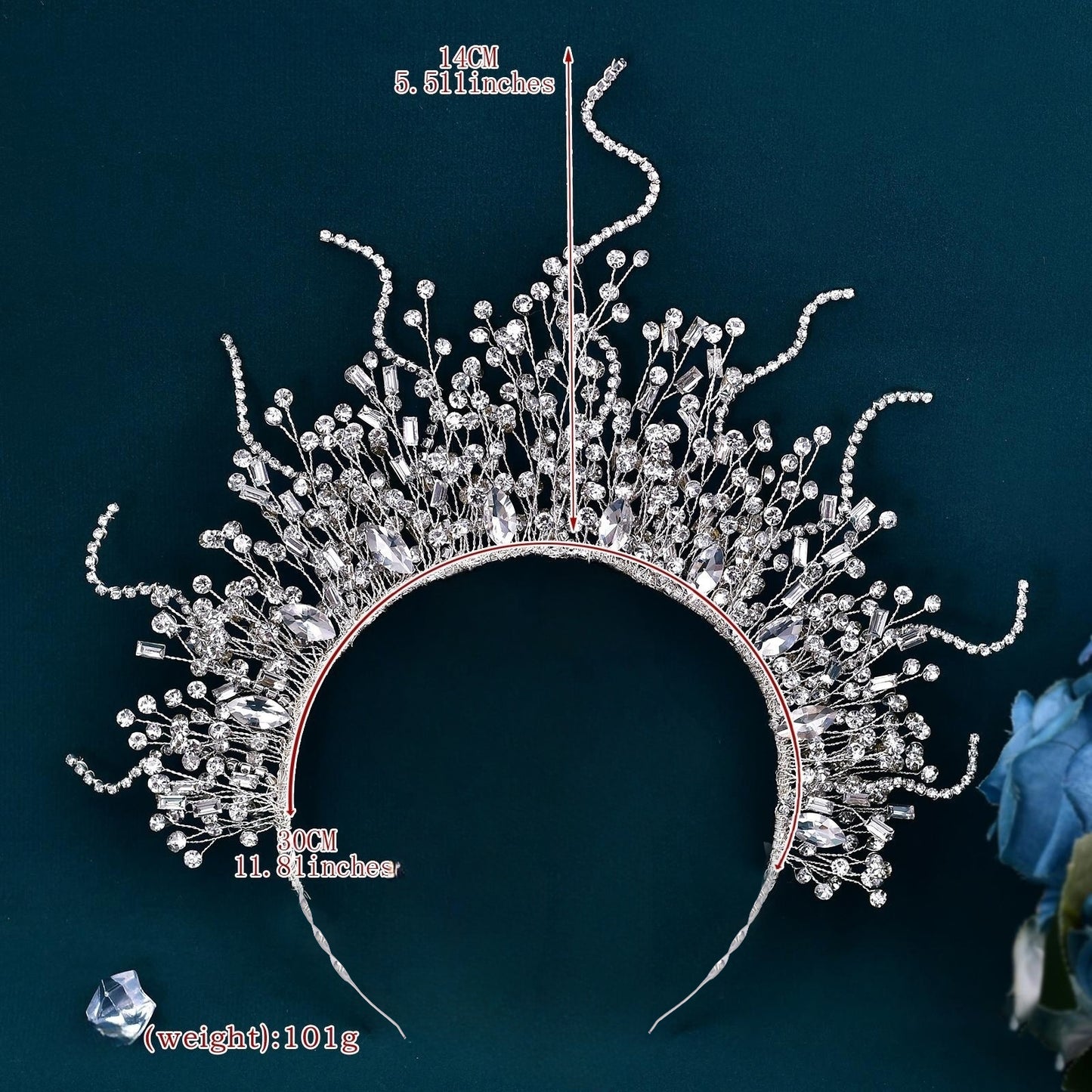 BRIDELLA BHP369 Bridal Crown Handmade Rhinestone Tiaras for Wedding Hair Accessories Woman Headband Party Bride Headdress