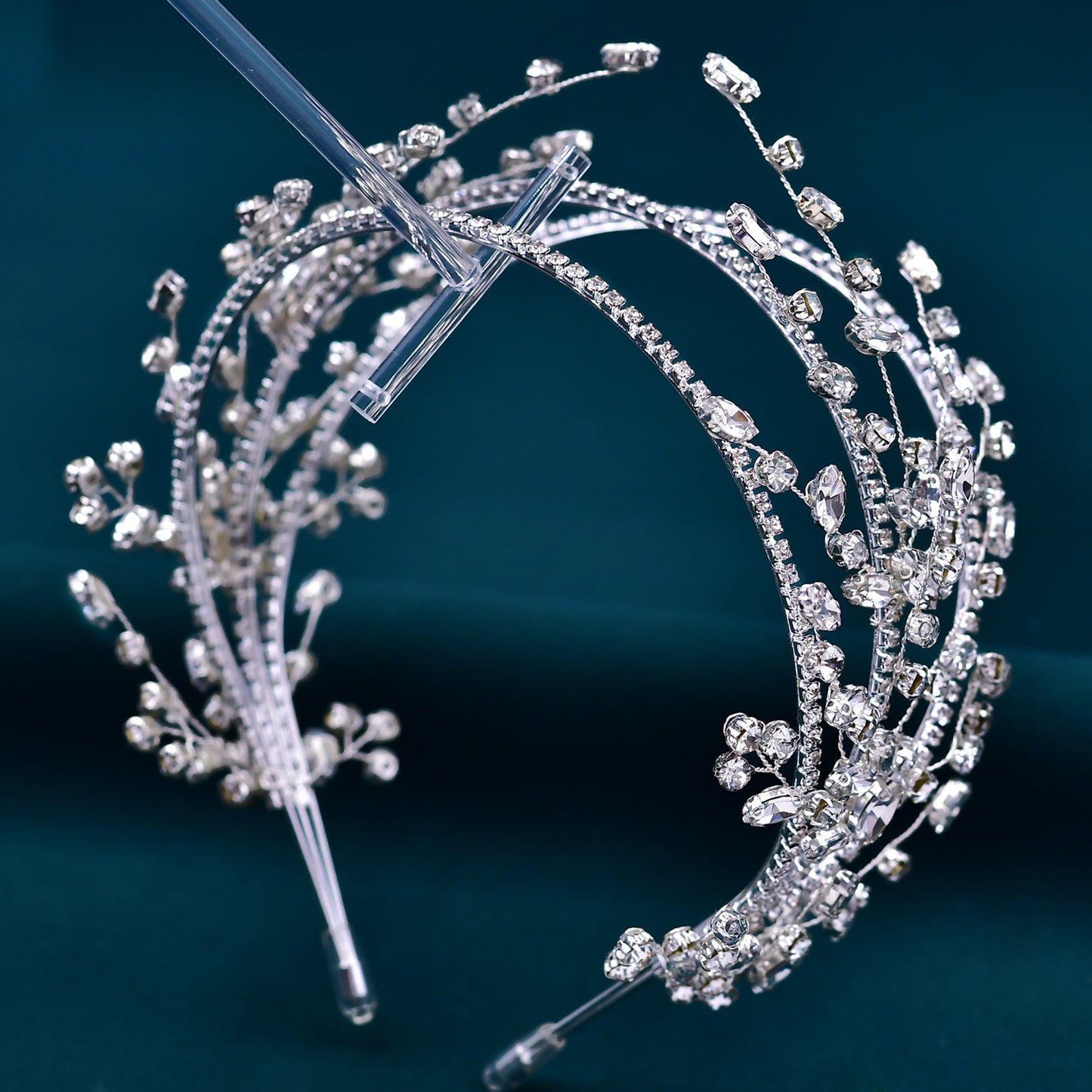 BRIDELLA BHP381 Elegant Bridal Tiara Wedding Hair Accessories Crystal Woman Hairbands Bling Headbands for Party Wedding Head Hoop