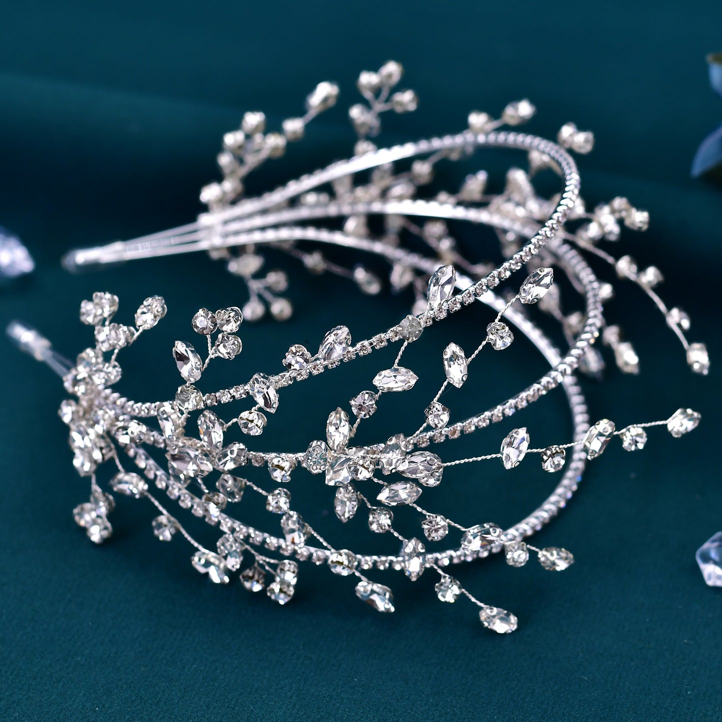 BRIDELLA BHP381 Elegant Bridal Tiara Wedding Hair Accessories Crystal Woman Hairbands Bling Headbands for Party Wedding Head Hoop