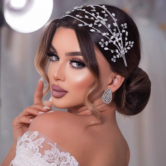 BRIDELLA BHP381 Elegant Bridal Tiara Wedding Hair Accessories Crystal Woman Hairbands Bling Headbands for Party Wedding Head Hoop