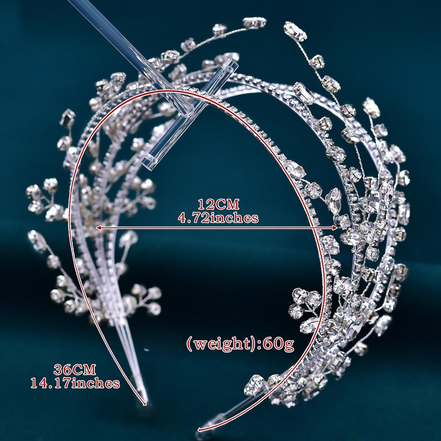 BRIDELLA BHP381 Elegant Bridal Tiara Wedding Hair Accessories Crystal Woman Hairbands Bling Headbands for Party Wedding Head Hoop