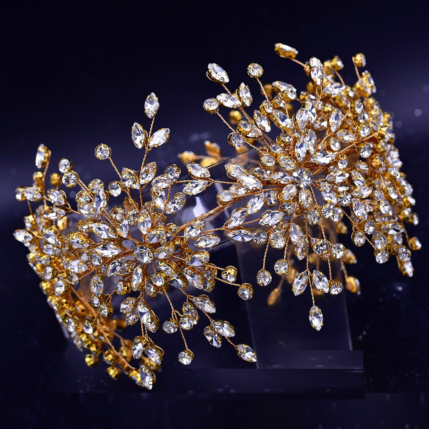 BRIDELLA BHP389 Gorgeous Bridal Tiara Rhinestone Wedding Headpiece for Woman Hair Accessories Handmade Bride Crown Head Ornament