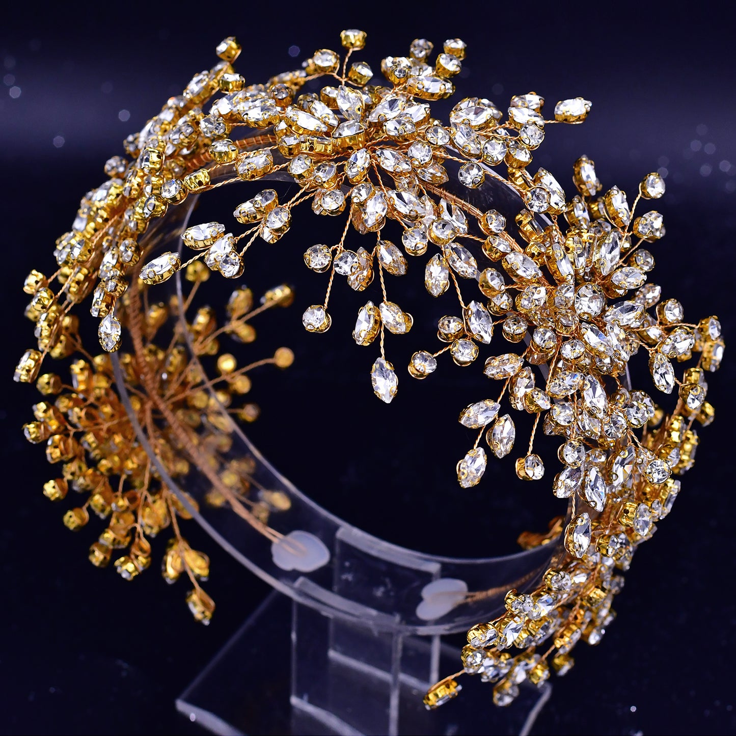 BRIDELLA BHP389 Gorgeous Bridal Tiara Rhinestone Wedding Headpiece for Woman Hair Accessories Handmade Bride Crown Head Ornament