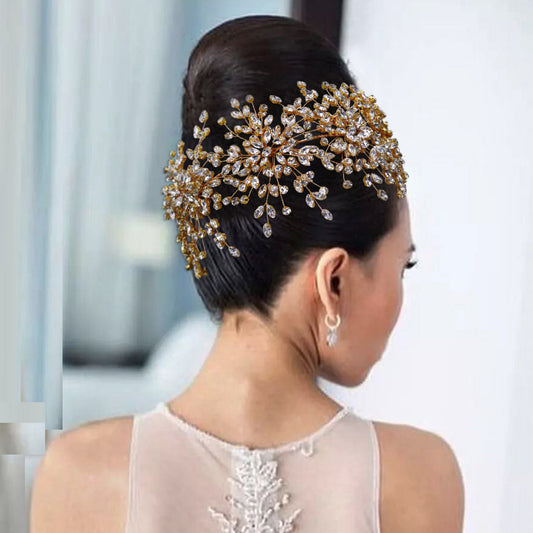 BRIDELLA BHP389 Gorgeous Bridal Tiara Rhinestone Wedding Headpiece for Woman Hair Accessories Handmade Bride Crown Head Ornament