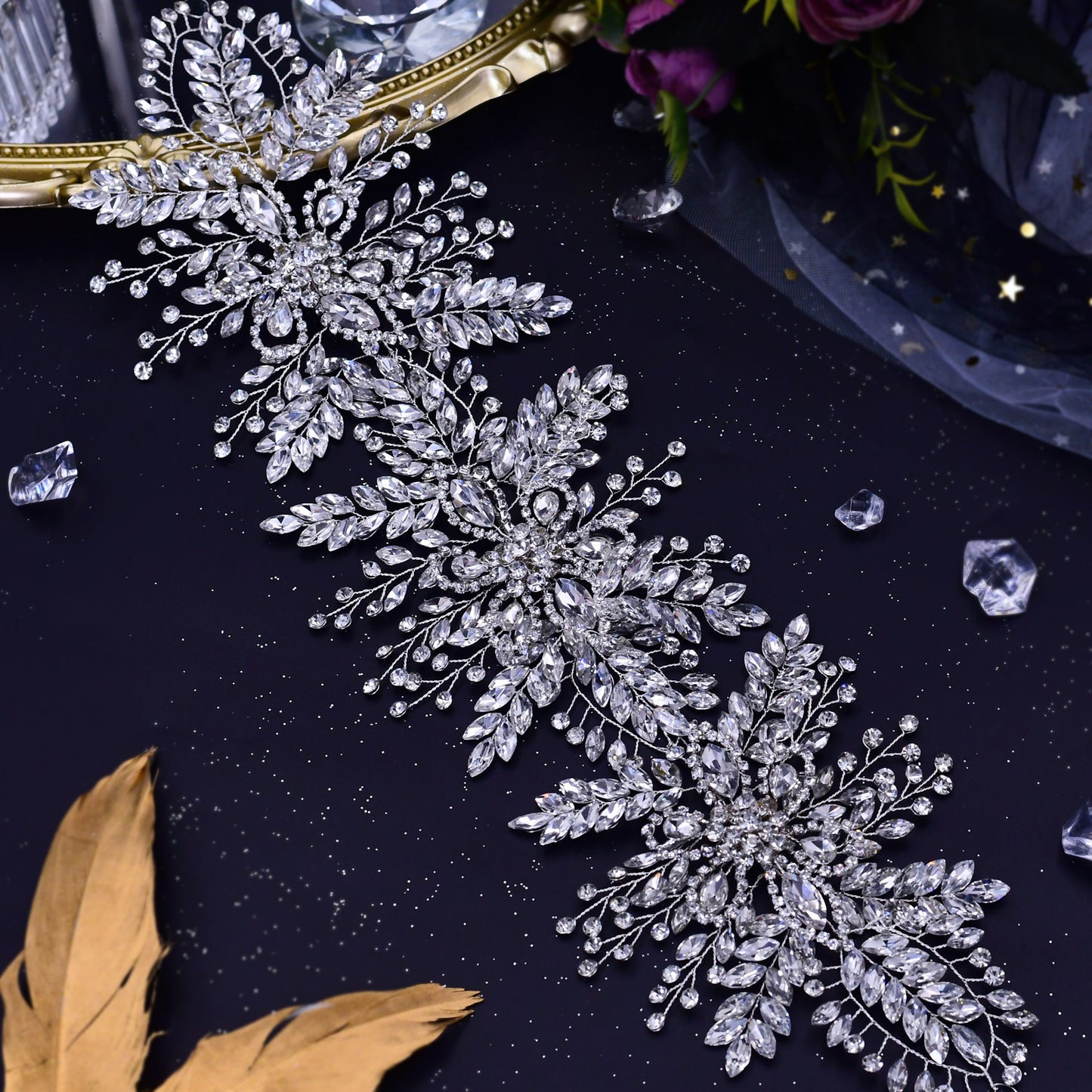 BRIDELLA BHP409 Rhinestone Wedding Bride headdress Woman Luxury Hair Accessories Headband for Bridal Headwear Wedding Tiara