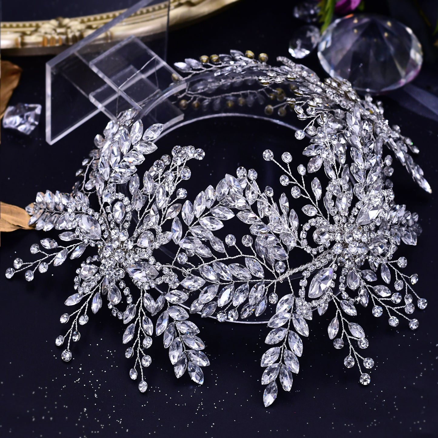 BRIDELLA BHP409 Rhinestone Wedding Bride headdress Woman Luxury Hair Accessories Headband for Bridal Headwear Wedding Tiara