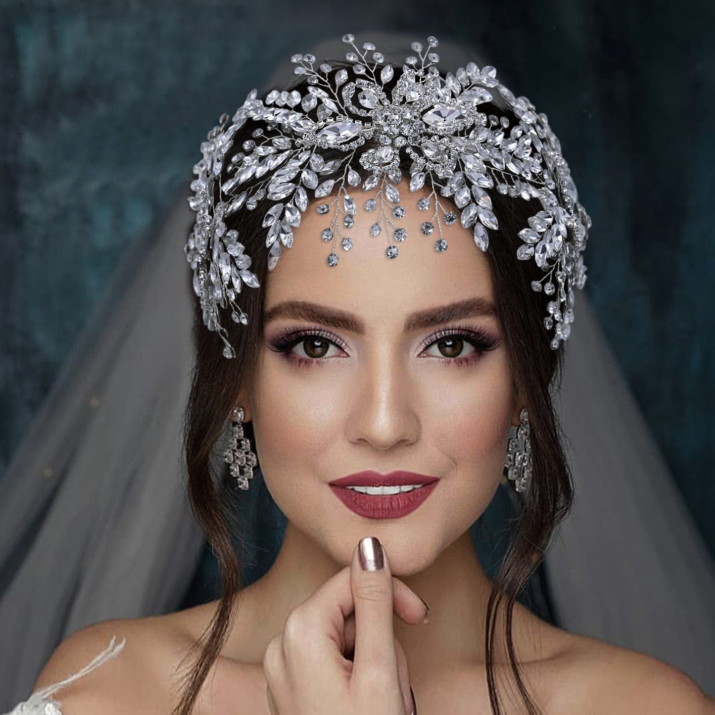 BRIDELLA BHP409 Rhinestone Wedding Bride headdress Woman Luxury Hair Accessories Headband for Bridal Headwear Wedding Tiara