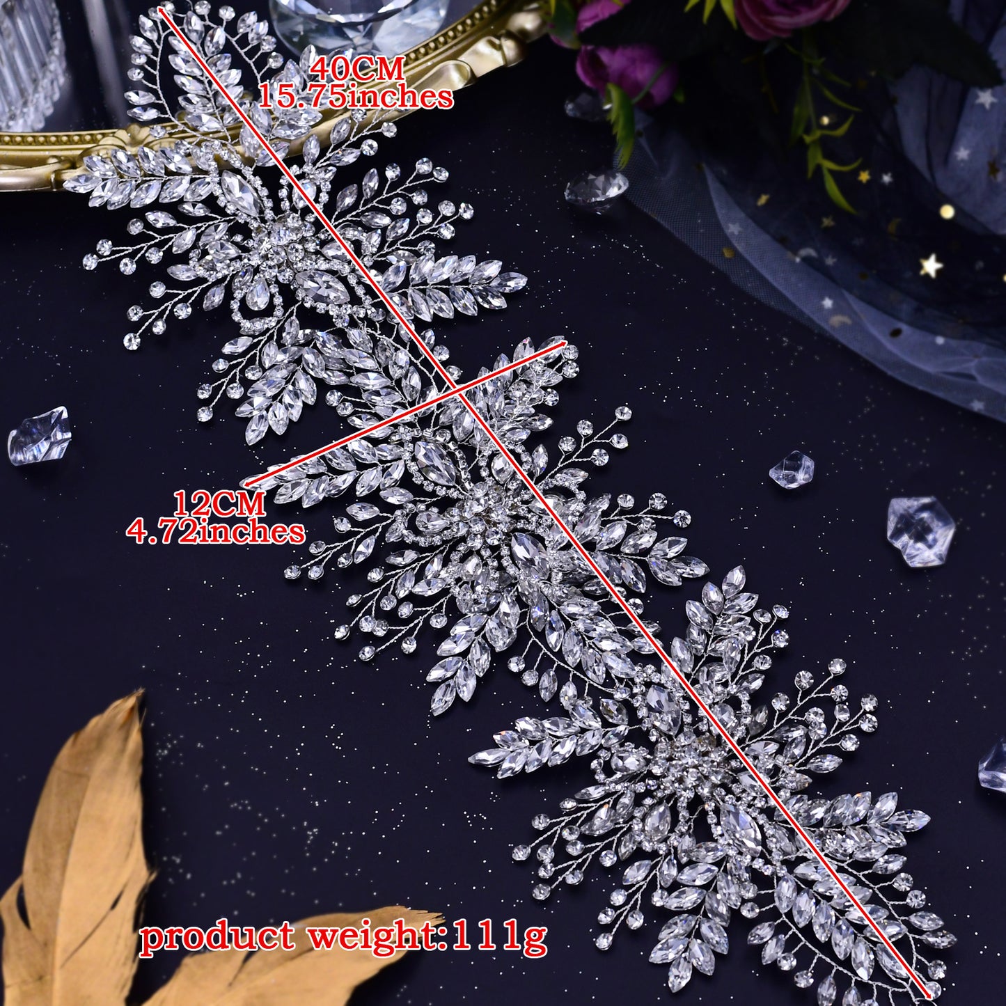 BRIDELLA BHP409 Rhinestone Wedding Bride headdress Woman Luxury Hair Accessories Headband for Bridal Headwear Wedding Tiara