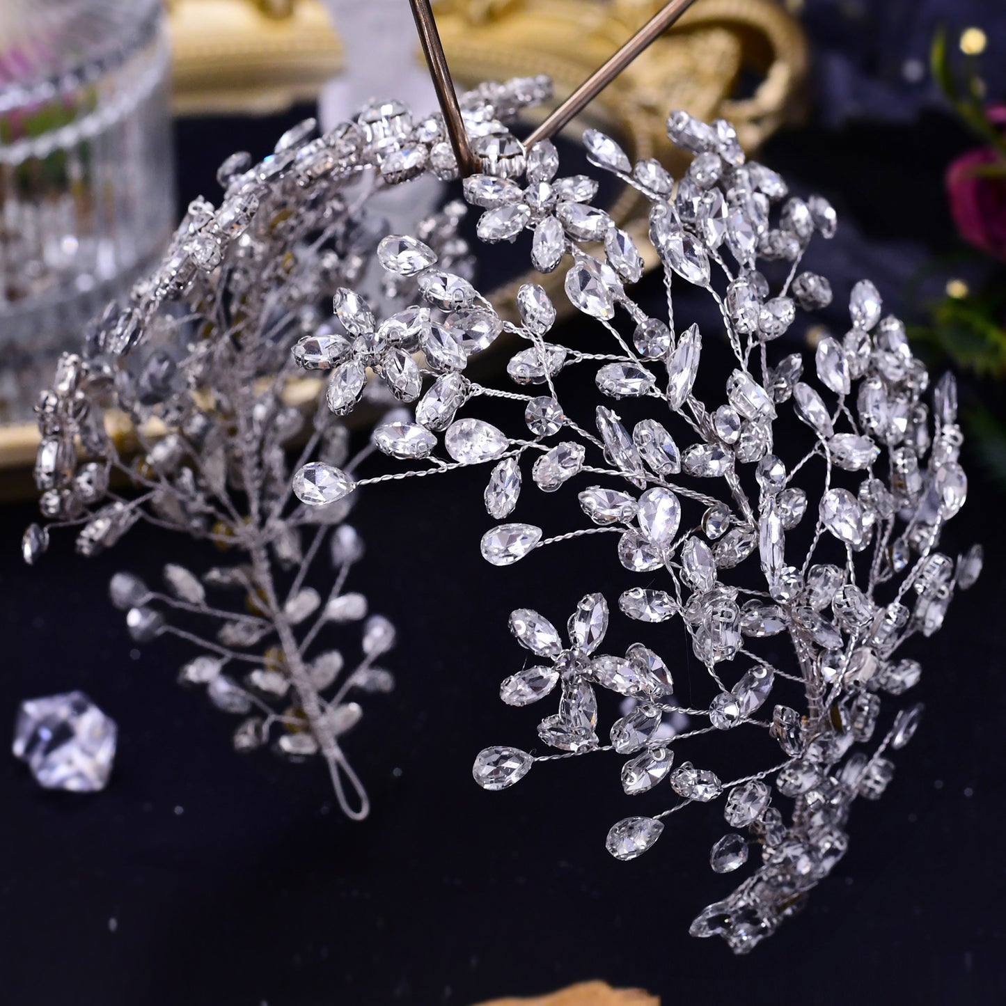 BRIDELLA BHP414 Silvery Wedding Hair Accessories Bridal Headband Banquet Party Tiara and Headdress for Women Bridesmaid Headpiece
