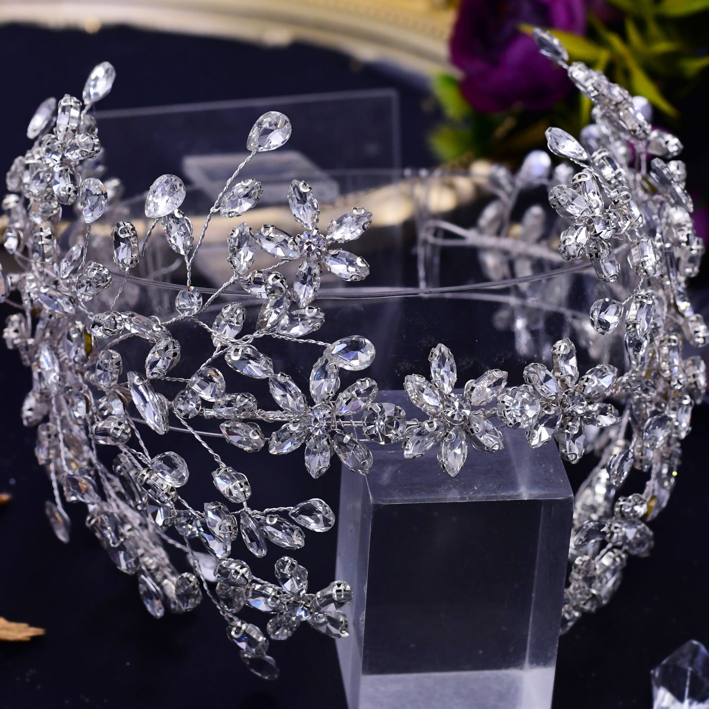 BRIDELLA BHP414 Silvery Wedding Hair Accessories Bridal Headband Banquet Party Tiara and Headdress for Women Bridesmaid Headpiece
