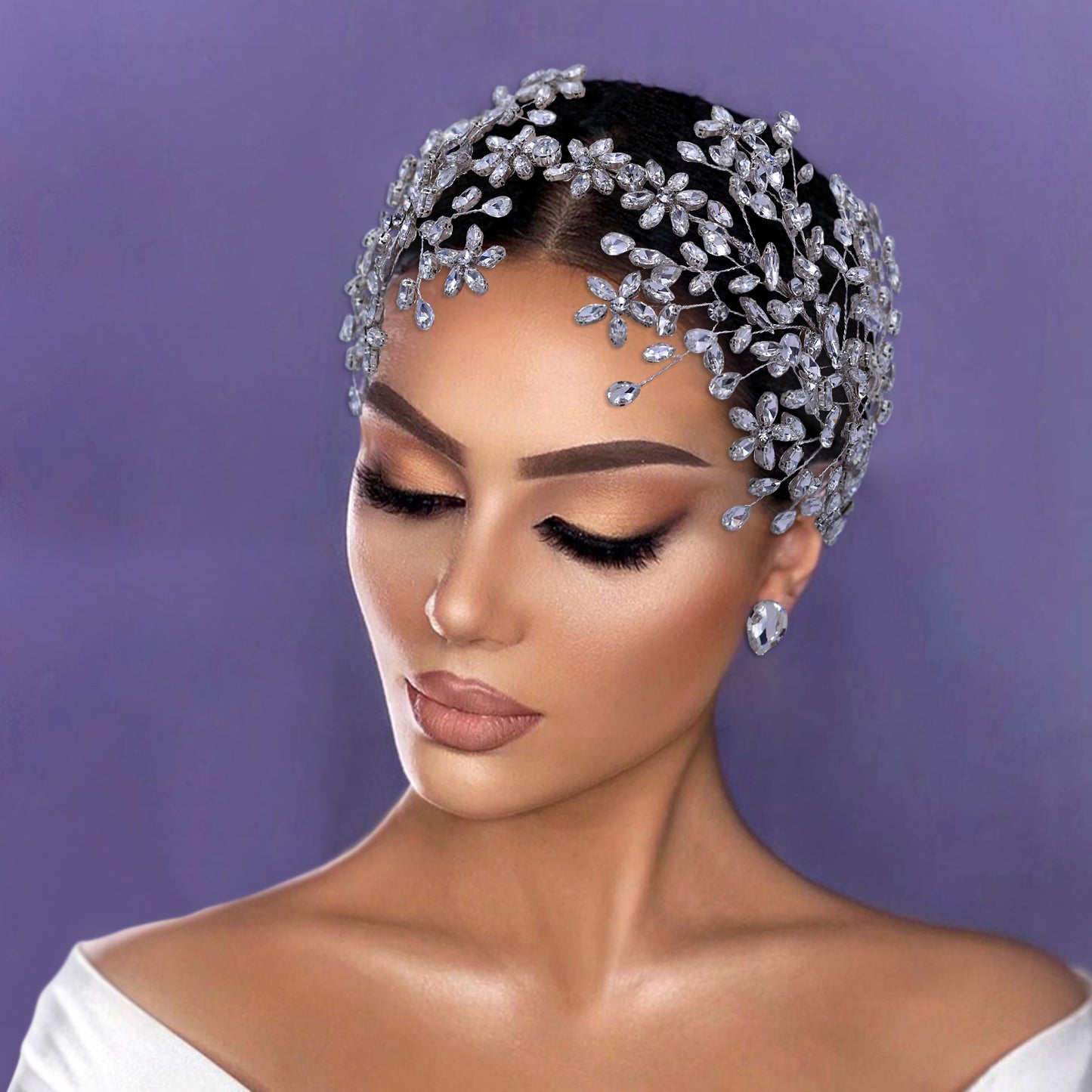 BRIDELLA BHP414 Silvery Wedding Hair Accessories Bridal Headband Banquet Party Tiara and Headdress for Women Bridesmaid Headpiece