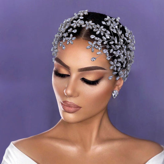 BRIDELLA BHP414 Silvery Wedding Hair Accessories Bridal Headband Banquet Party Tiara and Headdress for Women Bridesmaid Headpiece