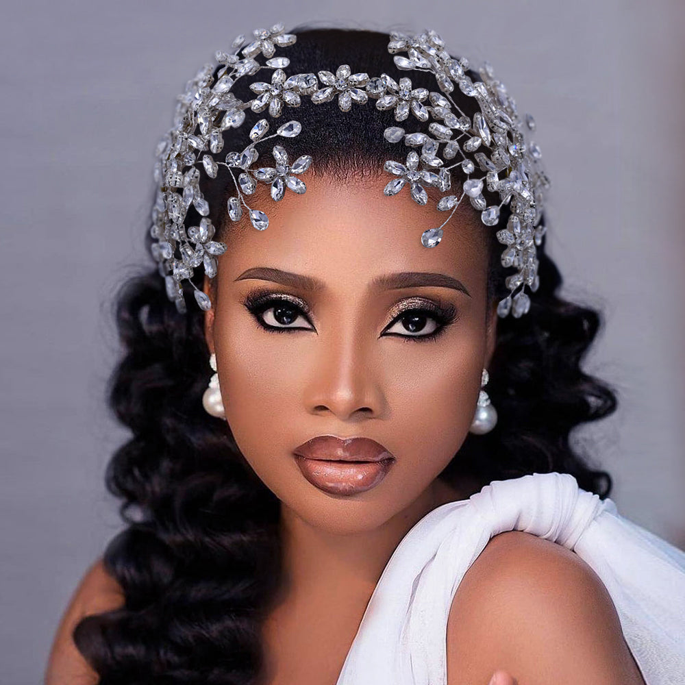 BRIDELLA BHP414 Silvery Wedding Hair Accessories Bridal Headband Banquet Party Tiara and Headdress for Women Bridesmaid Headpiece