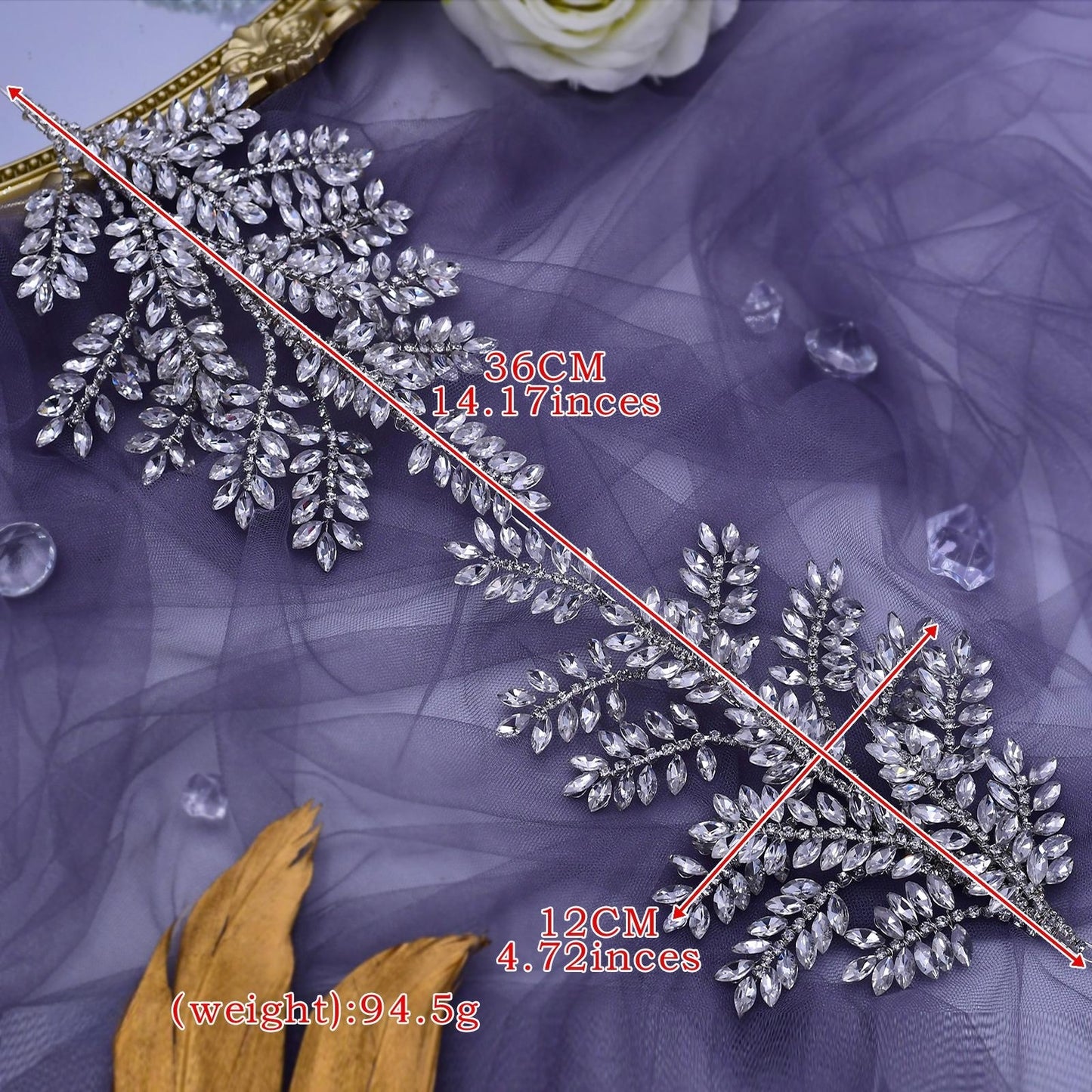 BRIDELLA BHP418  Shiny Crystal Crown and Tiara Wedding Bridal Hair Jewelry Accessories Headpiece Bridal Headband Woman Headdress