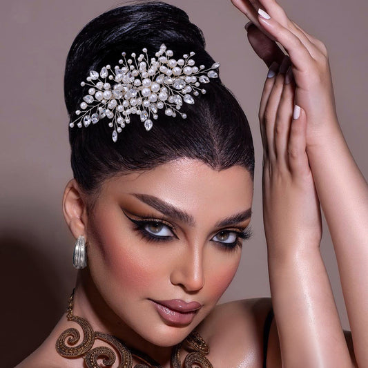 BRIDELLA BHP42 Pearl Rhinestone Bridal Combs Wedding Hair Accessories for Women Hair Ornaments Headwear Bridal Headpiece Jewelry