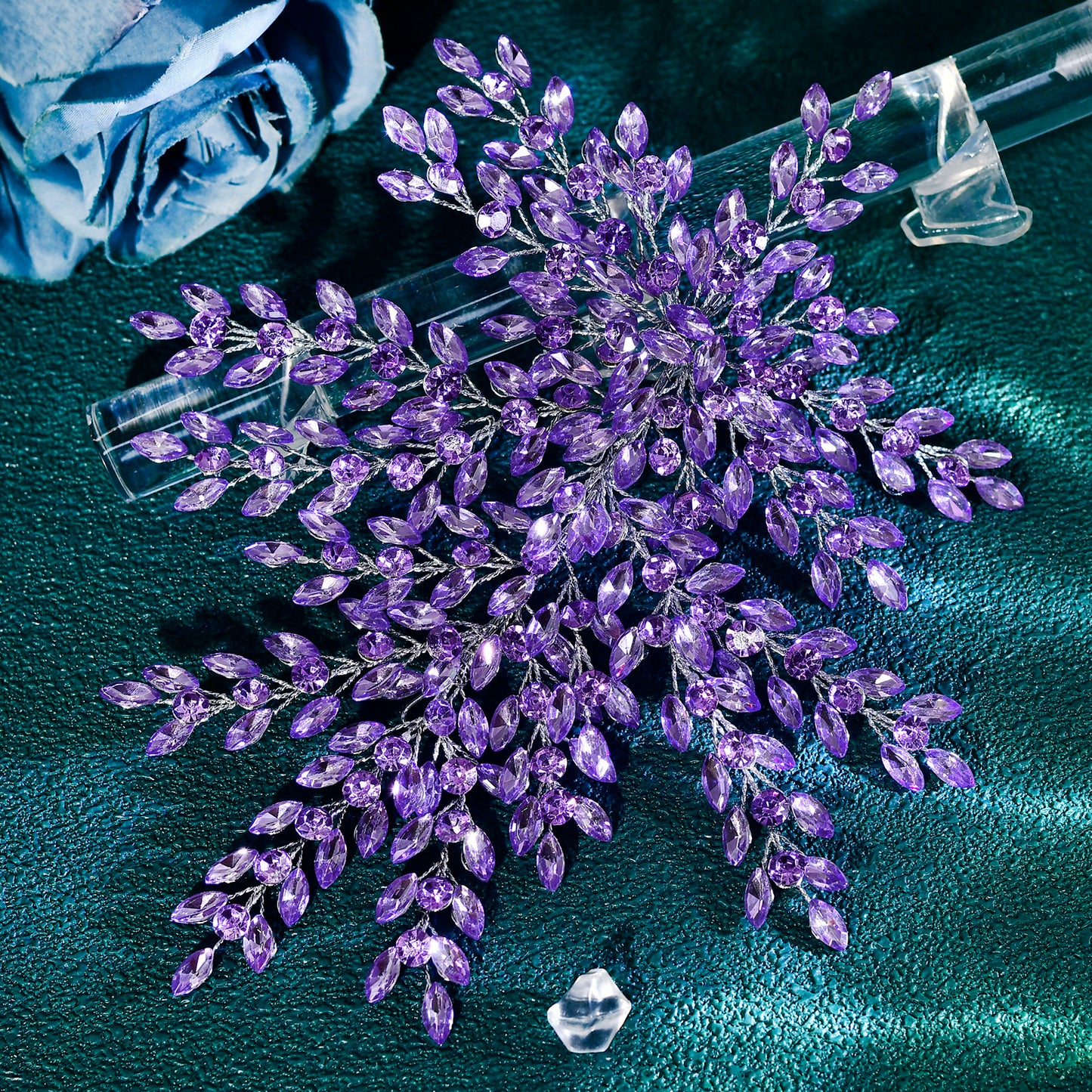 BRIDELLA BHP438 Violet Bling Bridal Headwear Luxury Leaf Wedding Headband Bridal Hair Accessories Fascination for Women Headdresses