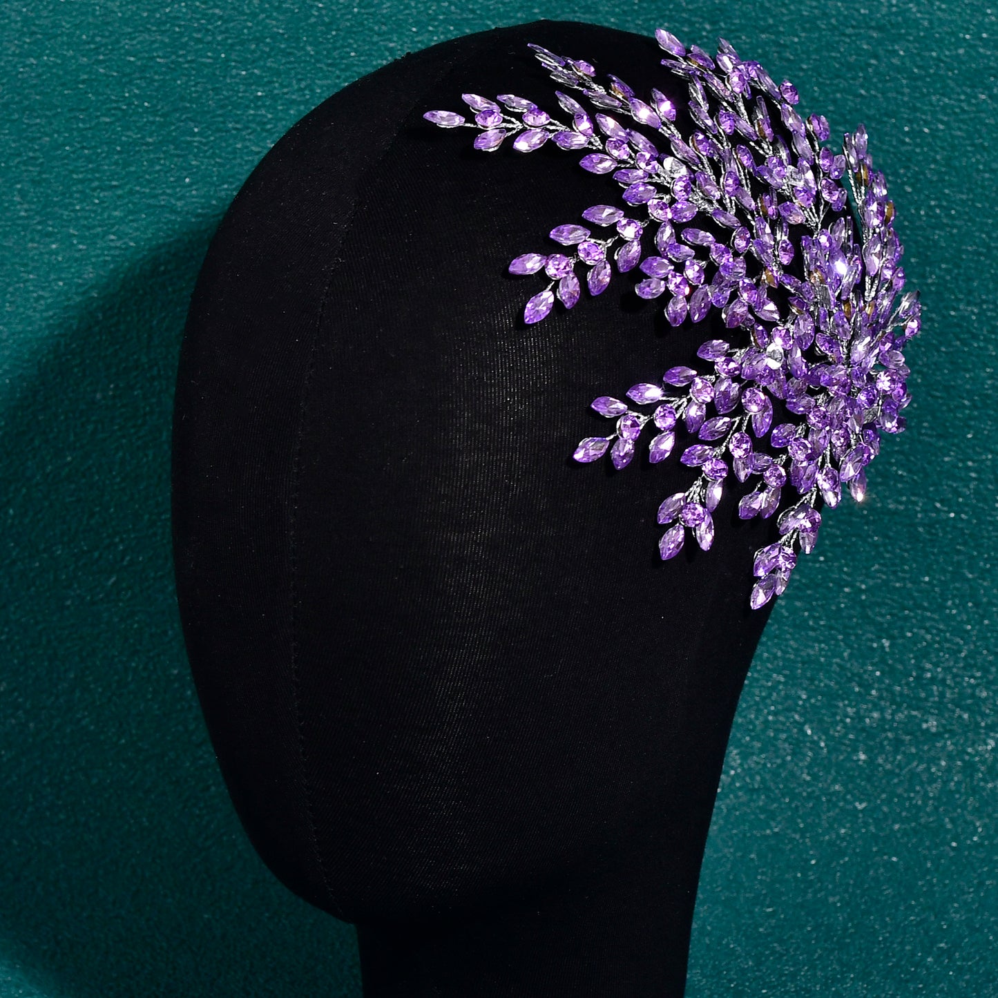 BRIDELLA BHP438 Violet Bling Bridal Headwear Luxury Leaf Wedding Headband Bridal Hair Accessories Fascination for Women Headdresses