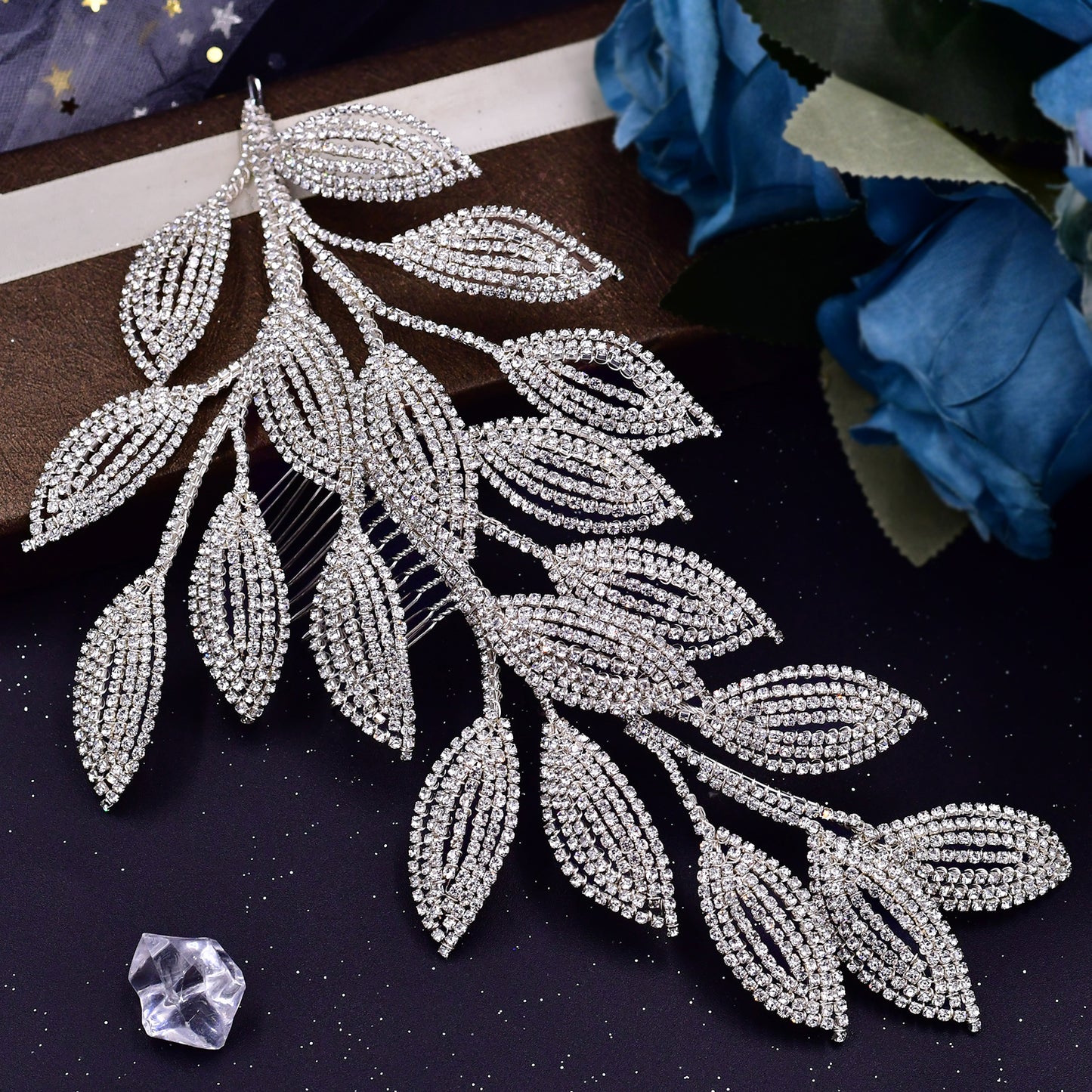 BRIDELLA BHP452 Bridal Comb Tiara Rhinestone Leaf Wedding Hair Jewelry Bride Hair Accessories Luxury Crystal Women Headdress