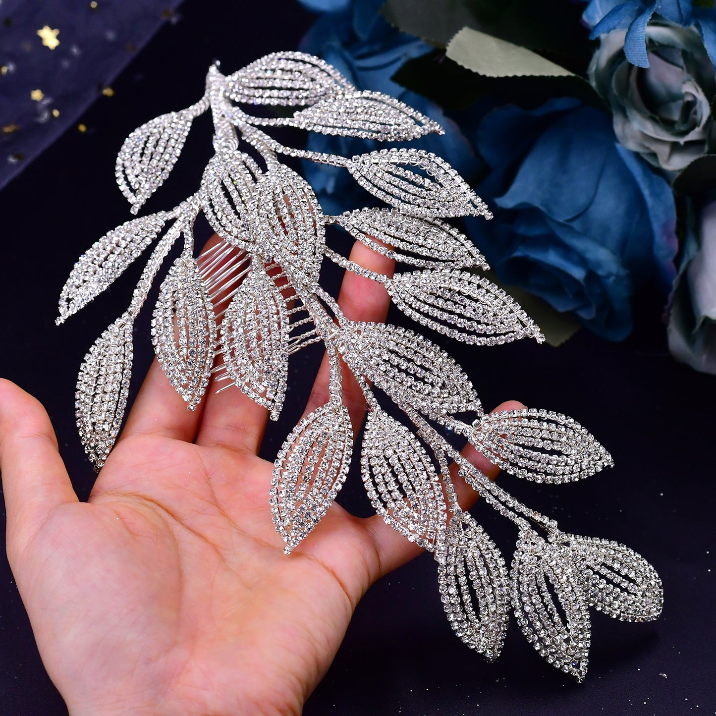 BRIDELLA BHP452 Bridal Comb Tiara Rhinestone Leaf Wedding Hair Jewelry Bride Hair Accessories Luxury Crystal Women Headdress