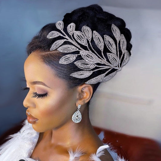 BRIDELLA BHP452 Bridal Comb Tiara Rhinestone Leaf Wedding Hair Jewelry Bride Hair Accessories Luxury Crystal Women Headdress