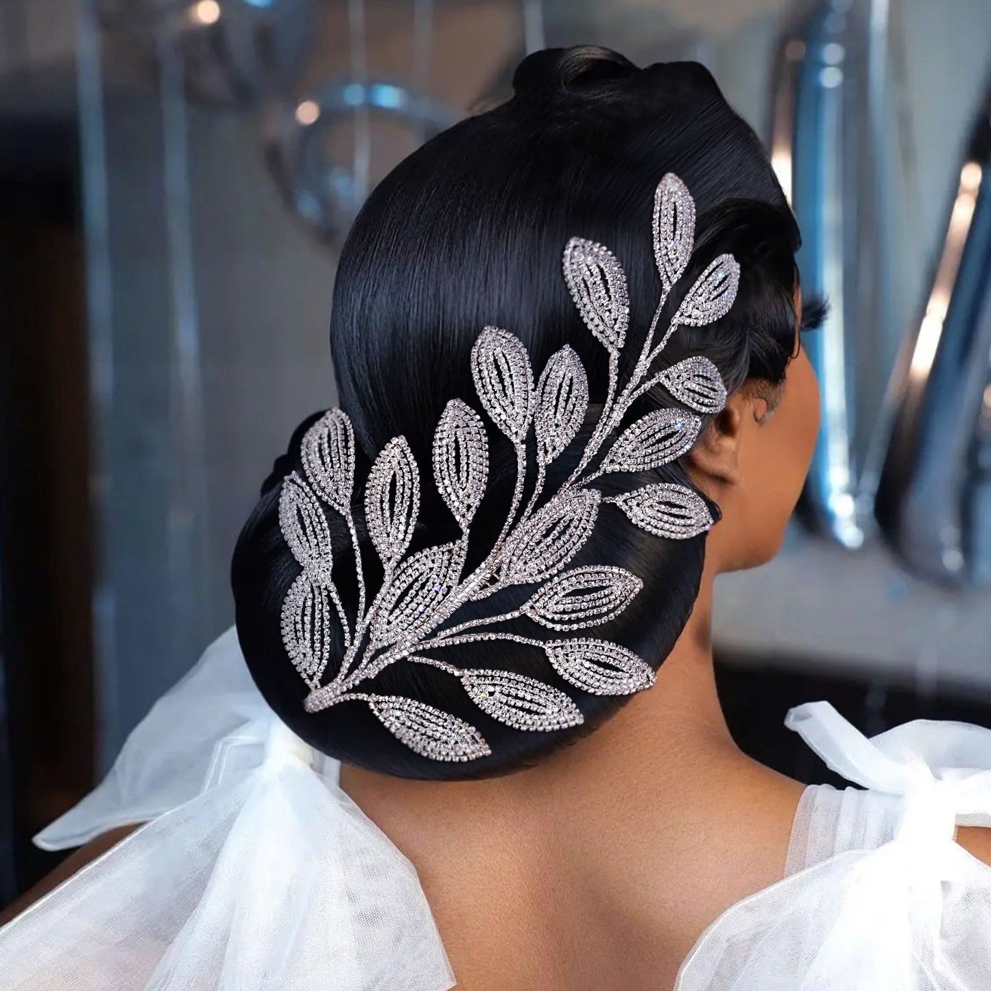BRIDELLA BHP452 Bridal Comb Tiara Rhinestone Leaf Wedding Hair Jewelry Bride Hair Accessories Luxury Crystal Women Headdress