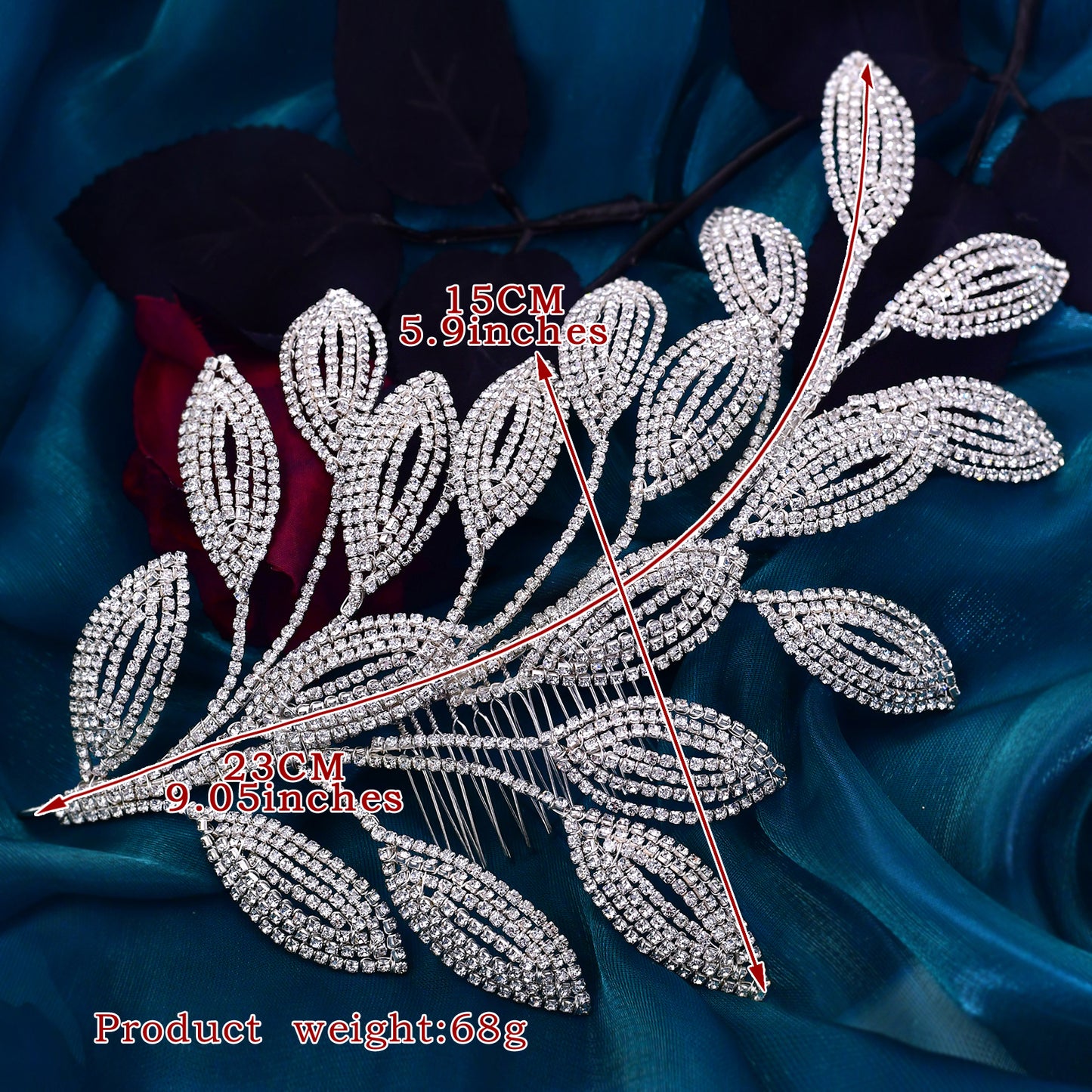 BRIDELLA BHP452 Bridal Comb Tiara Rhinestone Leaf Wedding Hair Jewelry Bride Hair Accessories Luxury Crystal Women Headdress