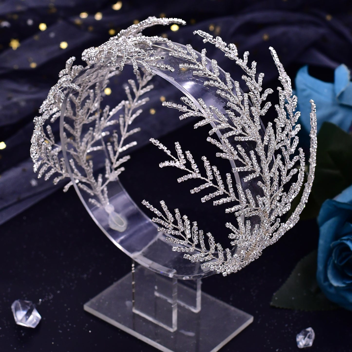 BRIDELLA BHP493 Bridal Headband Rhinestone Hair Jewelry for Women Tiaras Crystal Wedding Crown Bride Head-wear Hair Accessories