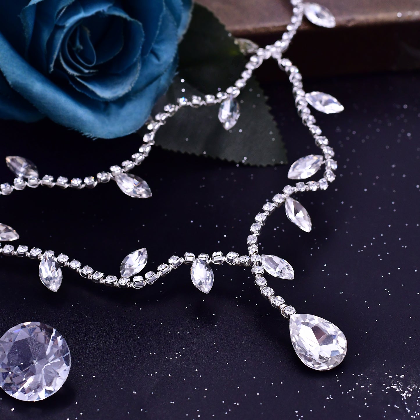 BRIDELLA BHP495 Forehead Pendant Hair Accessory with Diamond Inlay,Handmade Hair Accessory,Wedding Diamond Hair accessory, Bride's forehead Decoration
