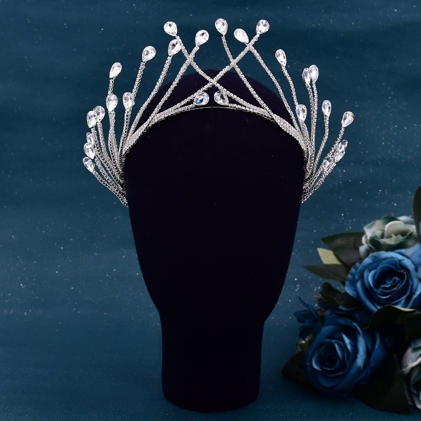 BRIDELLA BHP497  Wedding Crown Rhinestone Bridal Tiara Headband Woman Hair Accessories Queen Headdresses Hair Ornaments Jewelry
