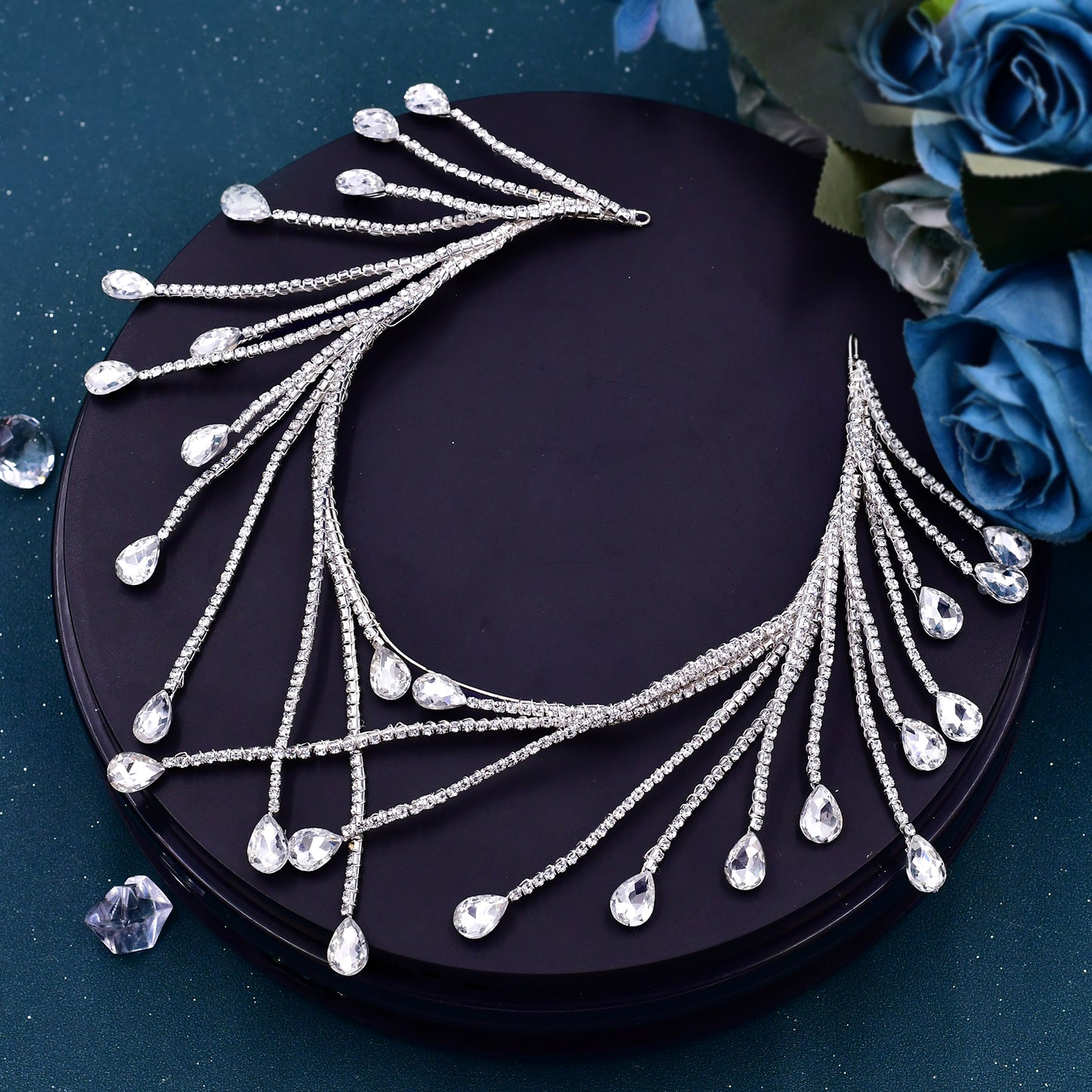 BRIDELLA BHP497  Wedding Crown Rhinestone Bridal Tiara Headband Woman Hair Accessories Queen Headdresses Hair Ornaments Jewelry