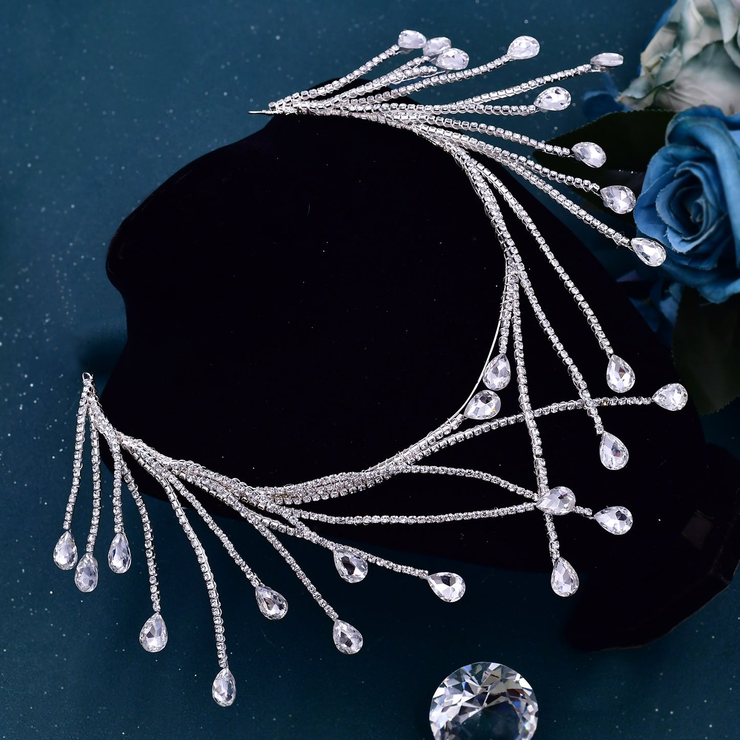 BRIDELLA BHP497  Wedding Crown Rhinestone Bridal Tiara Headband Woman Hair Accessories Queen Headdresses Hair Ornaments Jewelry