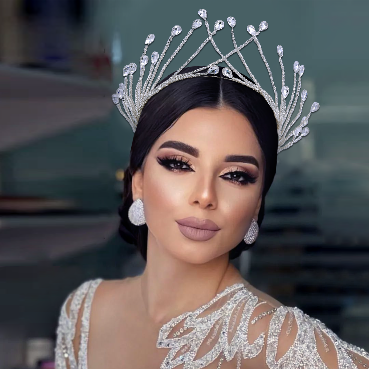 BRIDELLA BHP497  Wedding Crown Rhinestone Bridal Tiara Headband Woman Hair Accessories Queen Headdresses Hair Ornaments Jewelry