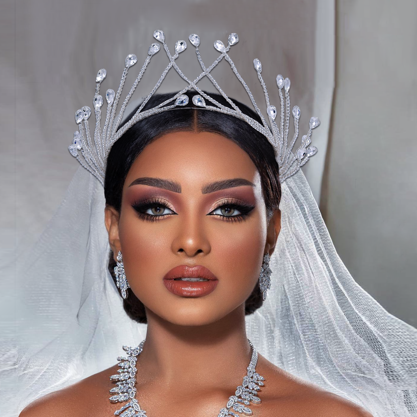 BRIDELLA BHP497  Wedding Crown Rhinestone Bridal Tiara Headband Woman Hair Accessories Queen Headdresses Hair Ornaments Jewelry