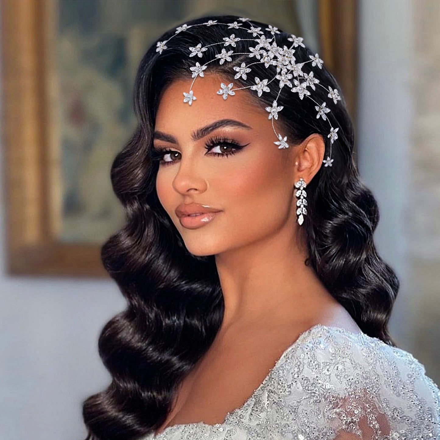 BRIDELLA BHP502 Alloy Flower Women Headpiece with Comb Bridal Headdress Wedding Hair Accessories Jewelry for Party Headwear Combs
