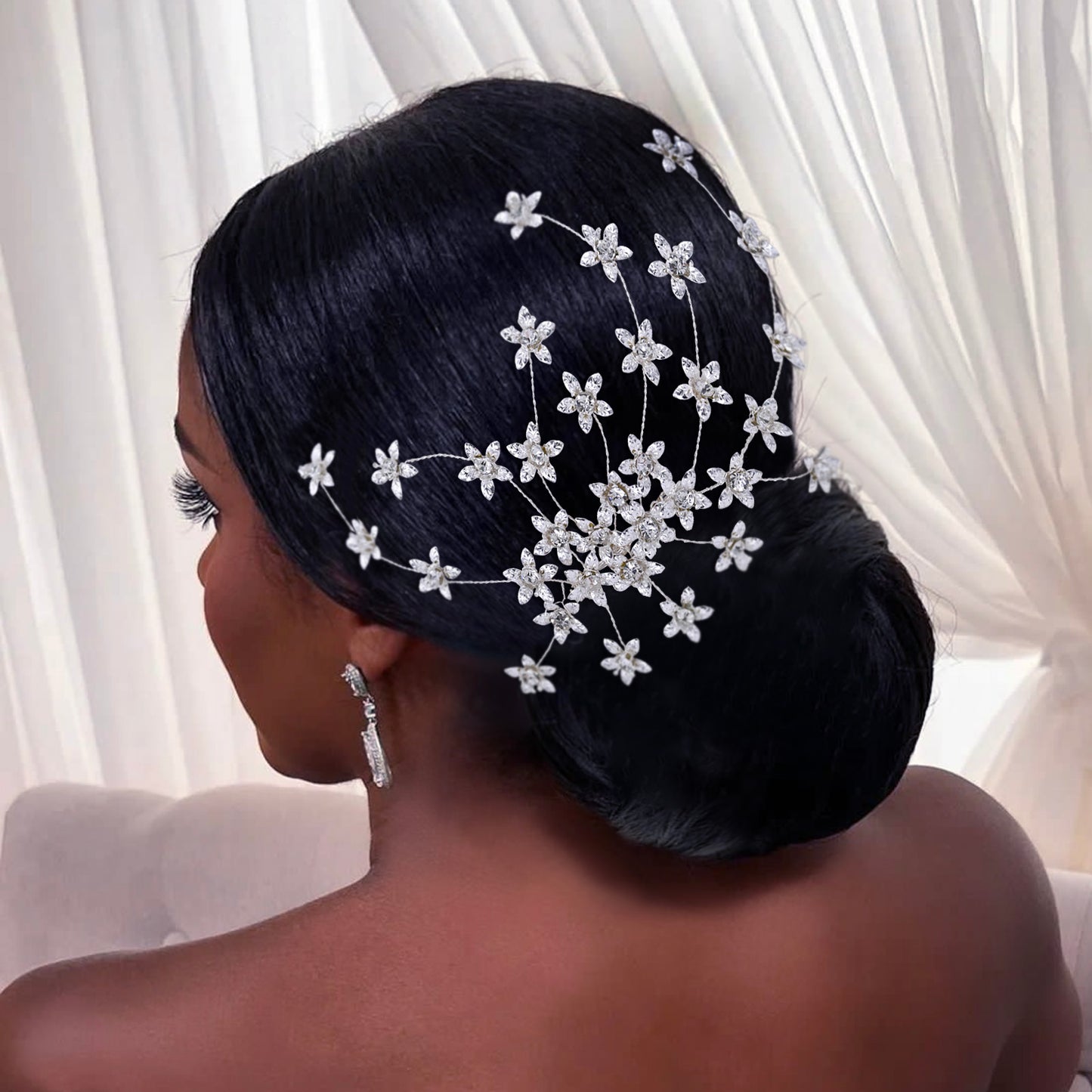 BRIDELLA BHP502 Alloy Flower Women Headpiece with Comb Bridal Headdress Wedding Hair Accessories Jewelry for Party Headwear Combs