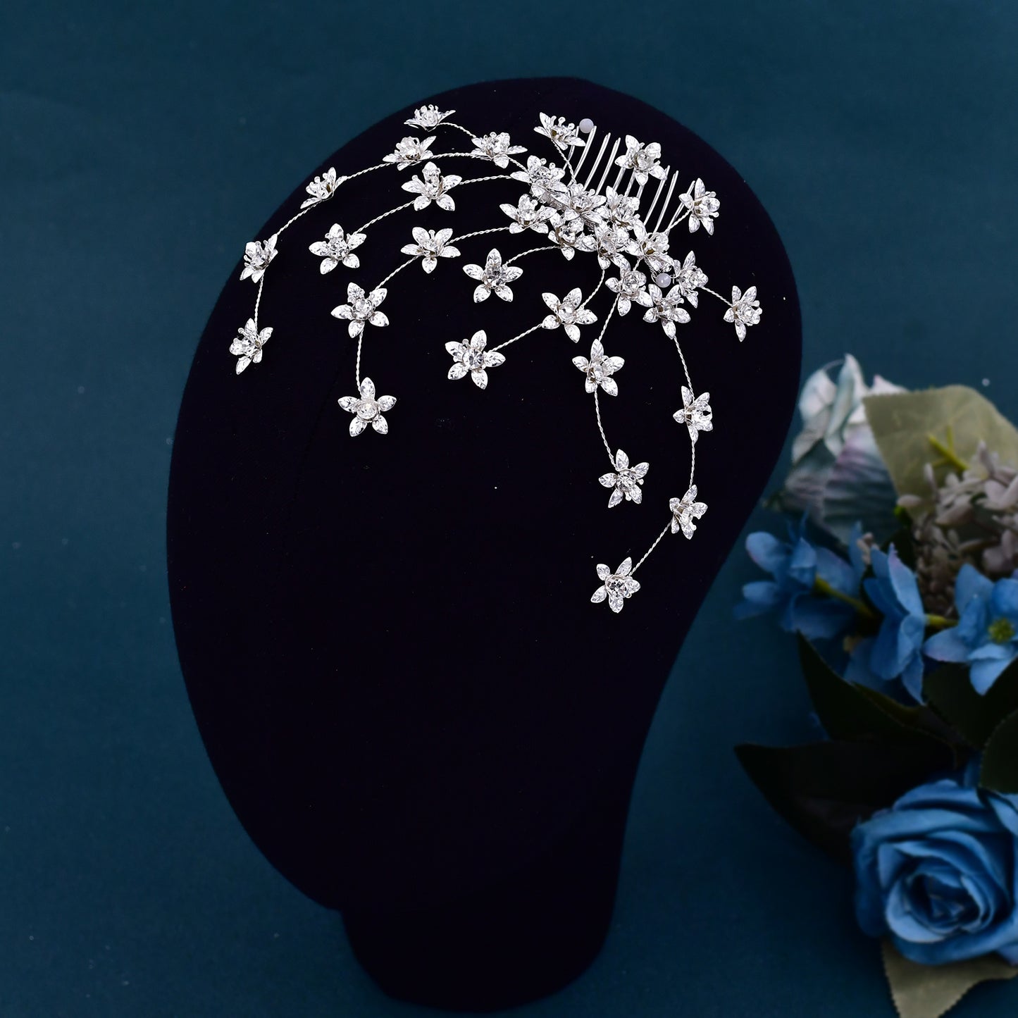 BRIDELLA BHP502 Alloy Flower Women Headpiece with Comb Bridal Headdress Wedding Hair Accessories Jewelry for Party Headwear Combs