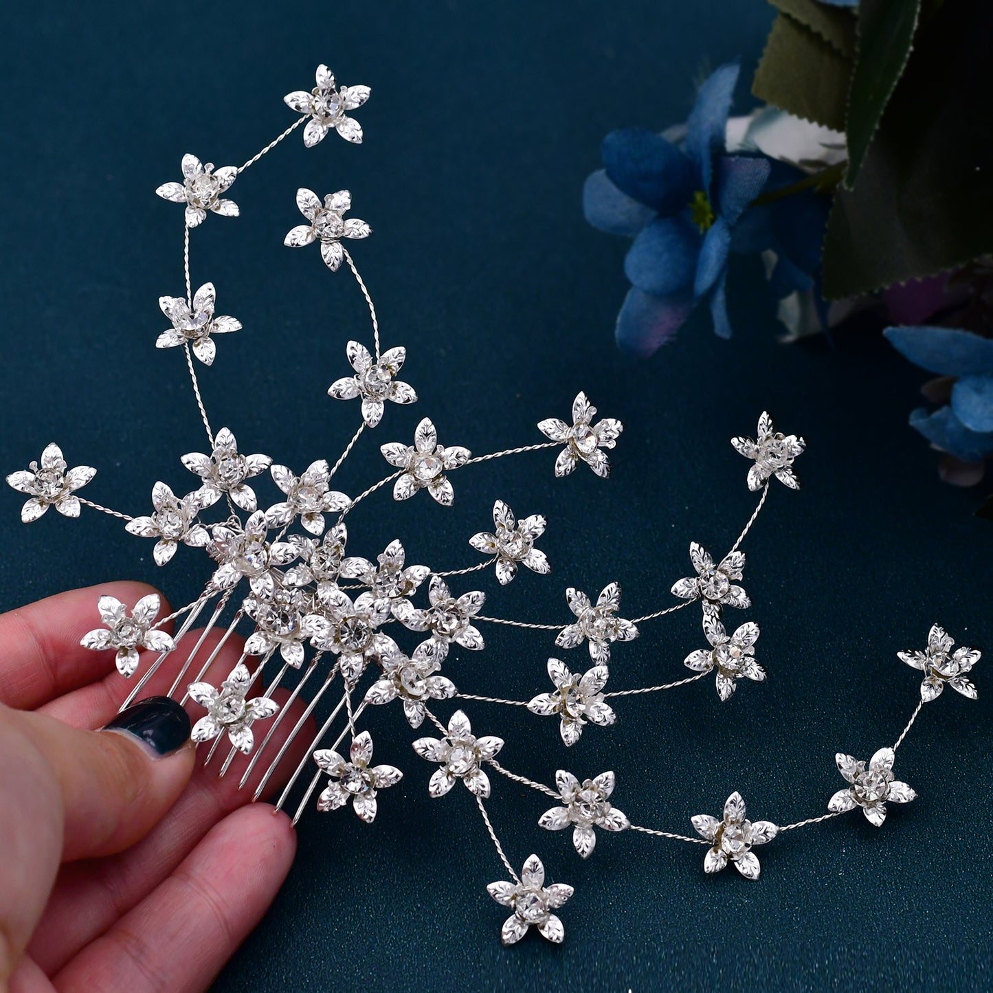 BRIDELLA BHP502 Alloy Flower Women Headpiece with Comb Bridal Headdress Wedding Hair Accessories Jewelry for Party Headwear Combs