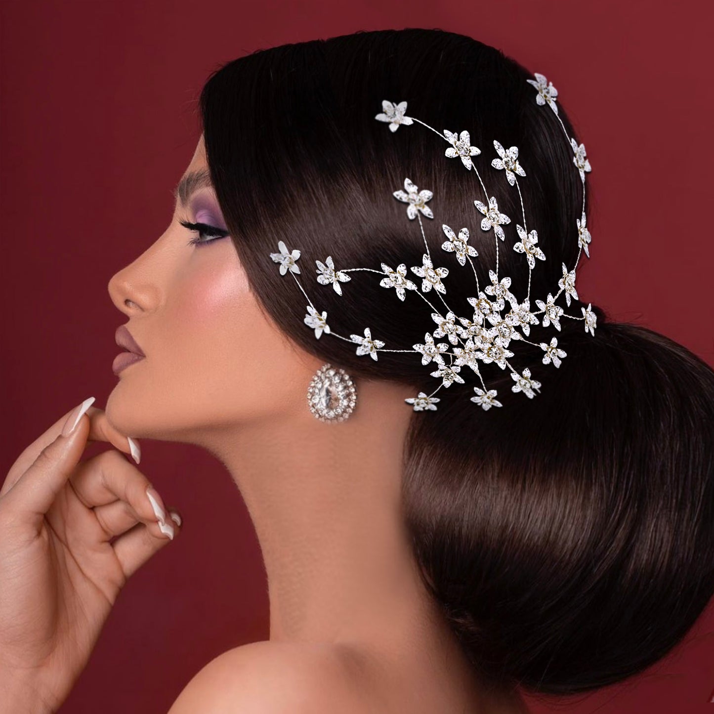 BRIDELLA BHP502 Alloy Flower Women Headpiece with Comb Bridal Headdress Wedding Hair Accessories Jewelry for Party Headwear Combs