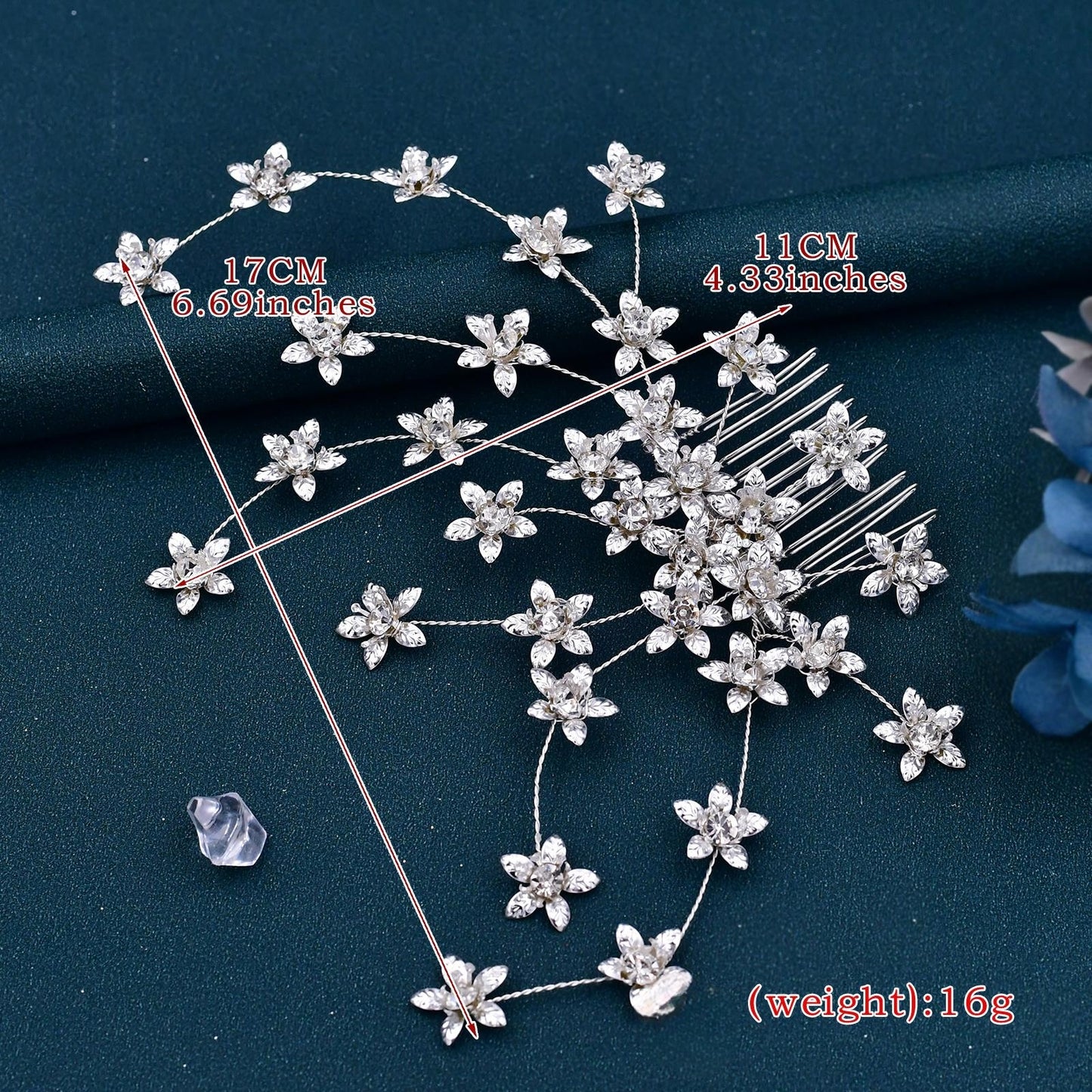 BRIDELLA BHP502 Alloy Flower Women Headpiece with Comb Bridal Headdress Wedding Hair Accessories Jewelry for Party Headwear Combs