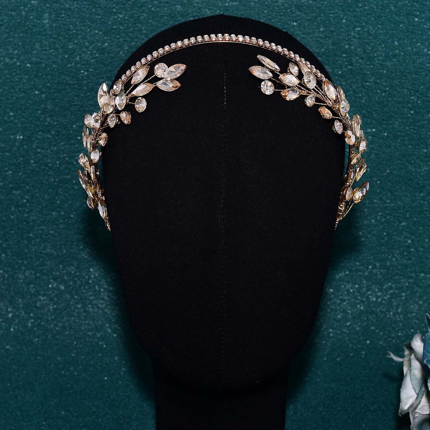 BRIDELLA BHP531 Rhinestone Headband Bride Hairband Wedding Head Hoop Woman Dancing Party Headpiece Champagne Colored Hair Accessories
