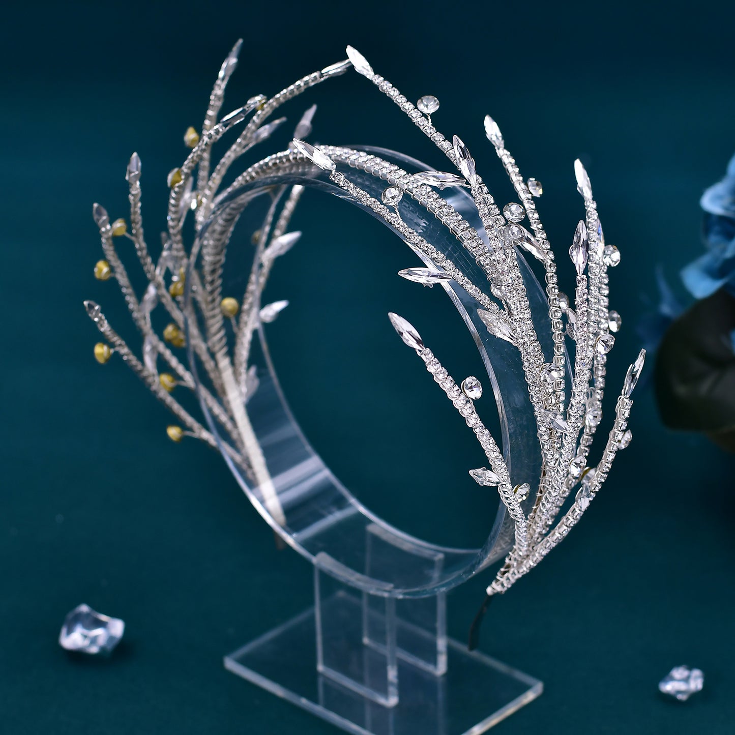 BRIDELLA BHP532 Rhinestone Wedding Tiara Crystal Branches Headband for Bride Woman Hair Accessories Jewelry Party Bridal Headwear