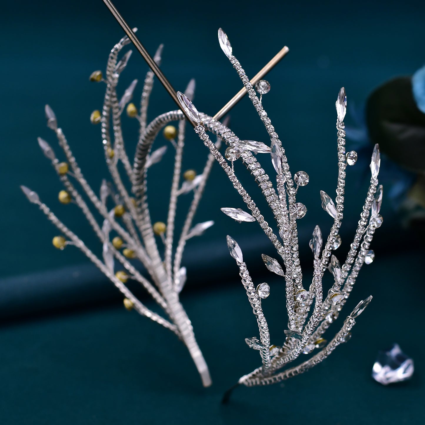 BRIDELLA BHP532 Rhinestone Wedding Tiara Crystal Branches Headband for Bride Woman Hair Accessories Jewelry Party Bridal Headwear