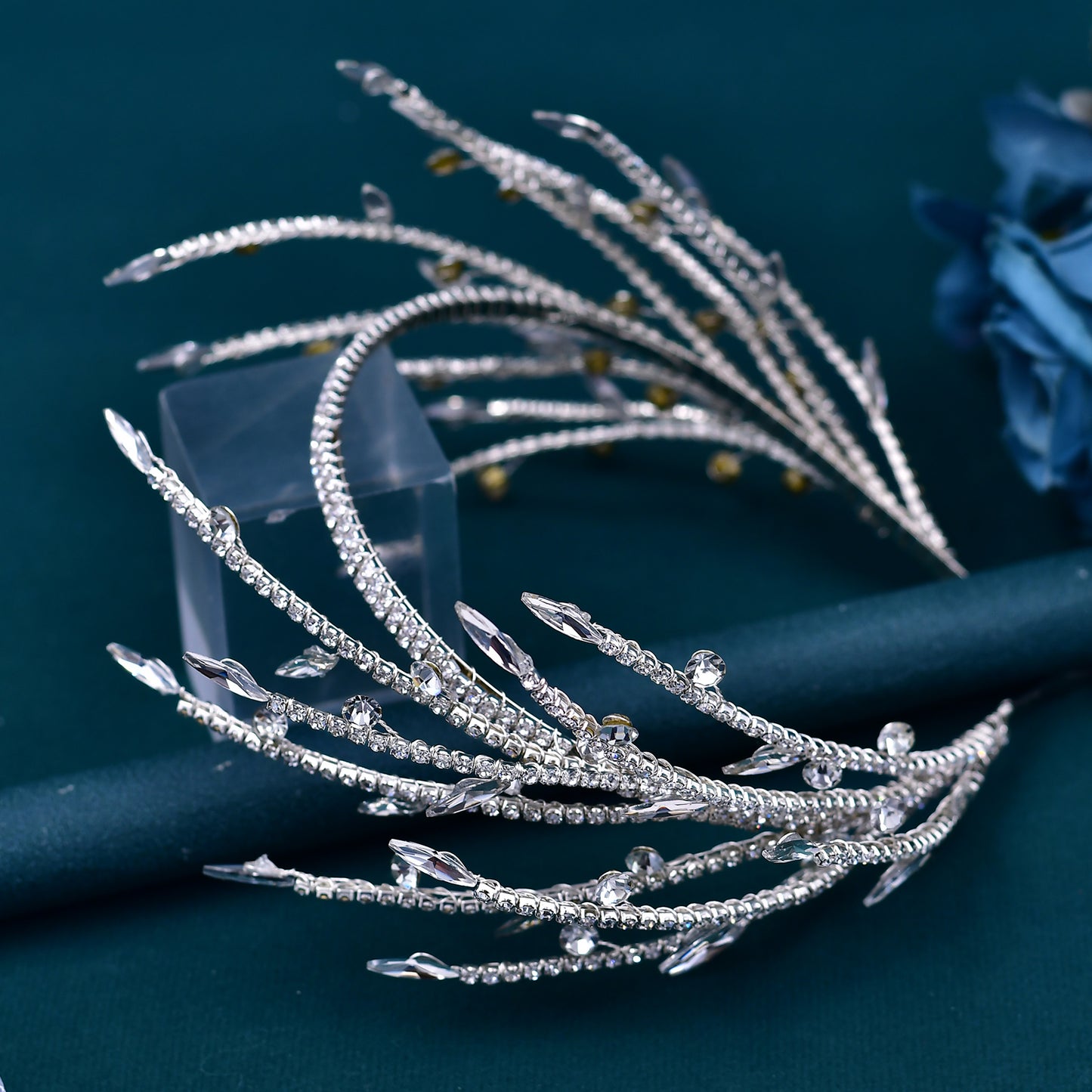 BRIDELLA BHP532 Rhinestone Wedding Tiara Crystal Branches Headband for Bride Woman Hair Accessories Jewelry Party Bridal Headwear