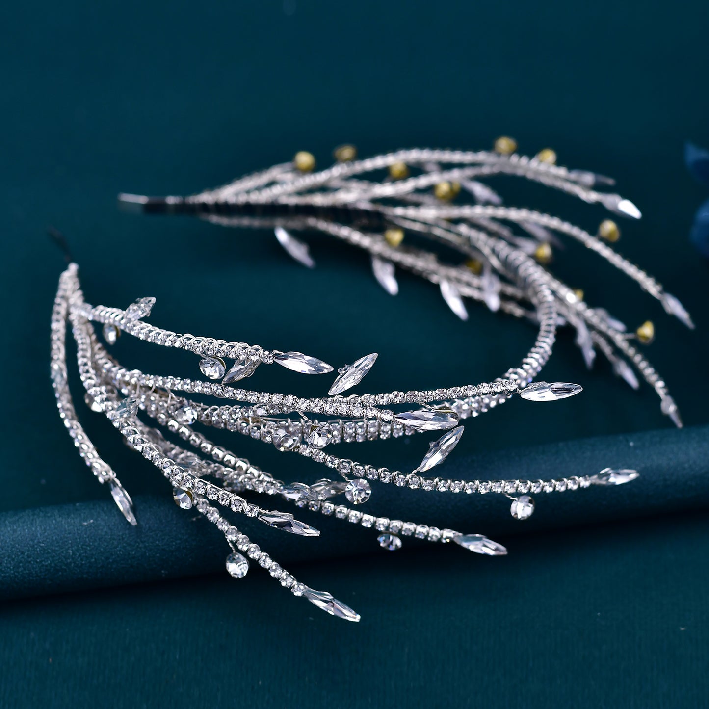 BRIDELLA BHP532 Rhinestone Wedding Tiara Crystal Branches Headband for Bride Woman Hair Accessories Jewelry Party Bridal Headwear