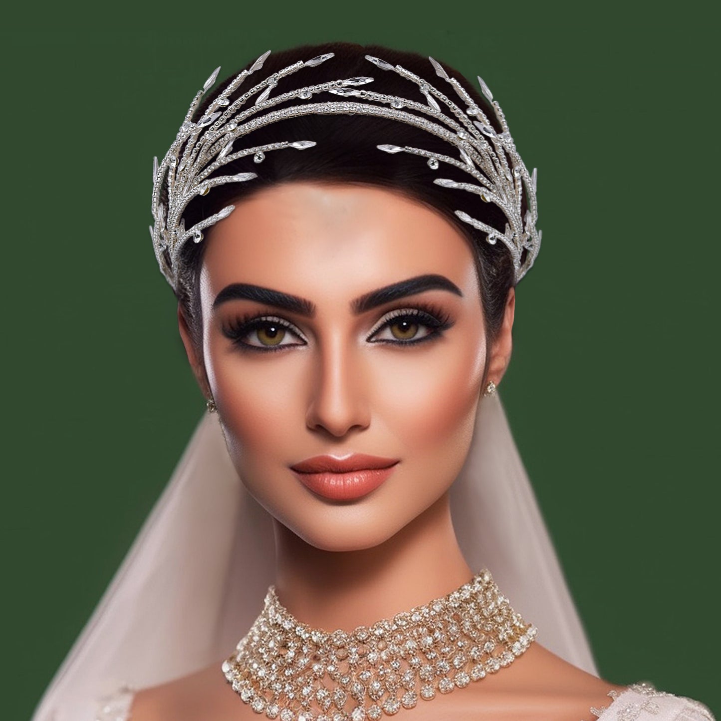 BRIDELLA BHP532 Rhinestone Wedding Tiara Crystal Branches Headband for Bride Woman Hair Accessories Jewelry Party Bridal Headwear