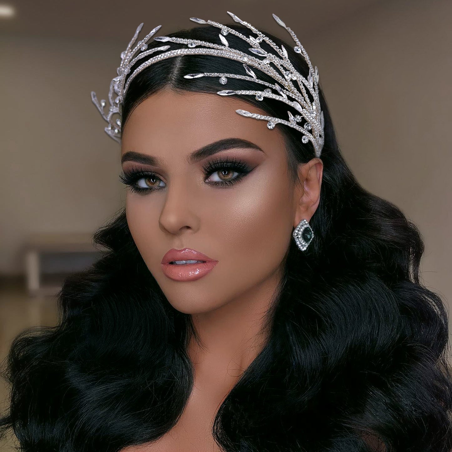 BRIDELLA BHP532 Rhinestone Wedding Tiara Crystal Branches Headband for Bride Woman Hair Accessories Jewelry Party Bridal Headwear