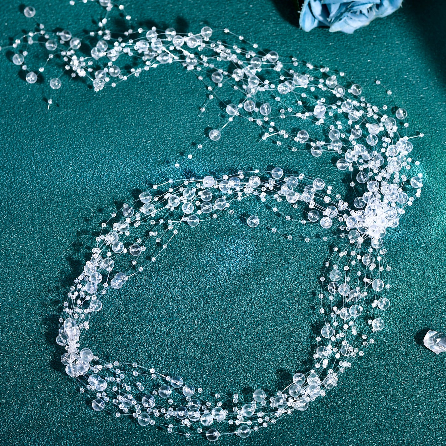BRIDELLA BHP538 Bridal Pearls Crystals Headband Hair Accessories Woman Hair Vine Beaded Tassel Wreath Wedding Bridesmaid Bride Headpiece