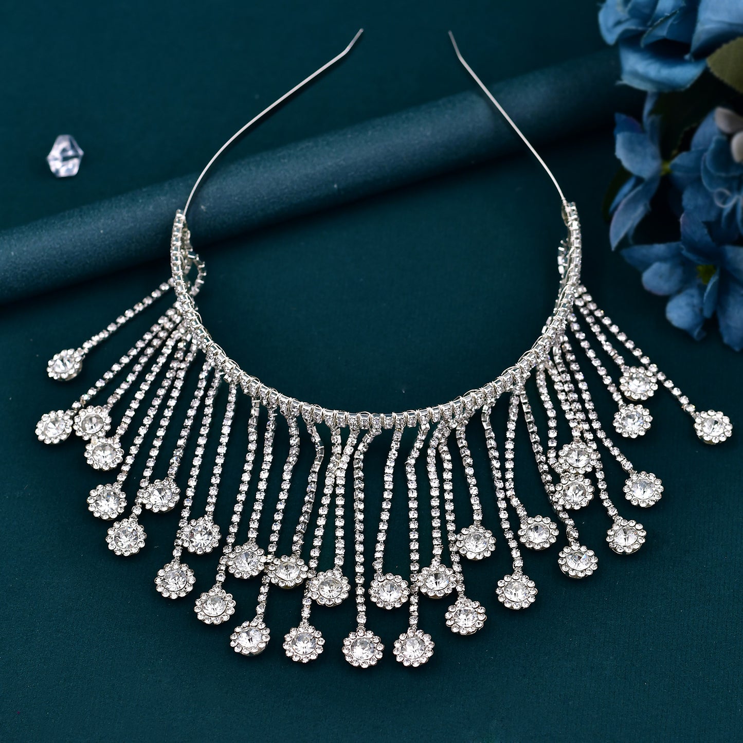 BRIDELLA BHP558 Elegant Rhinestone Chain Forehead Headpieces Handmade Bride Head Hoop Accessories Wedding Headdress Party Gift